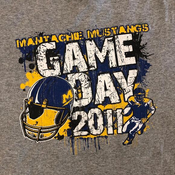 Grey Vintage 2011 Game Day Mustangs Football Graphic Tee - Picture 5 of 5